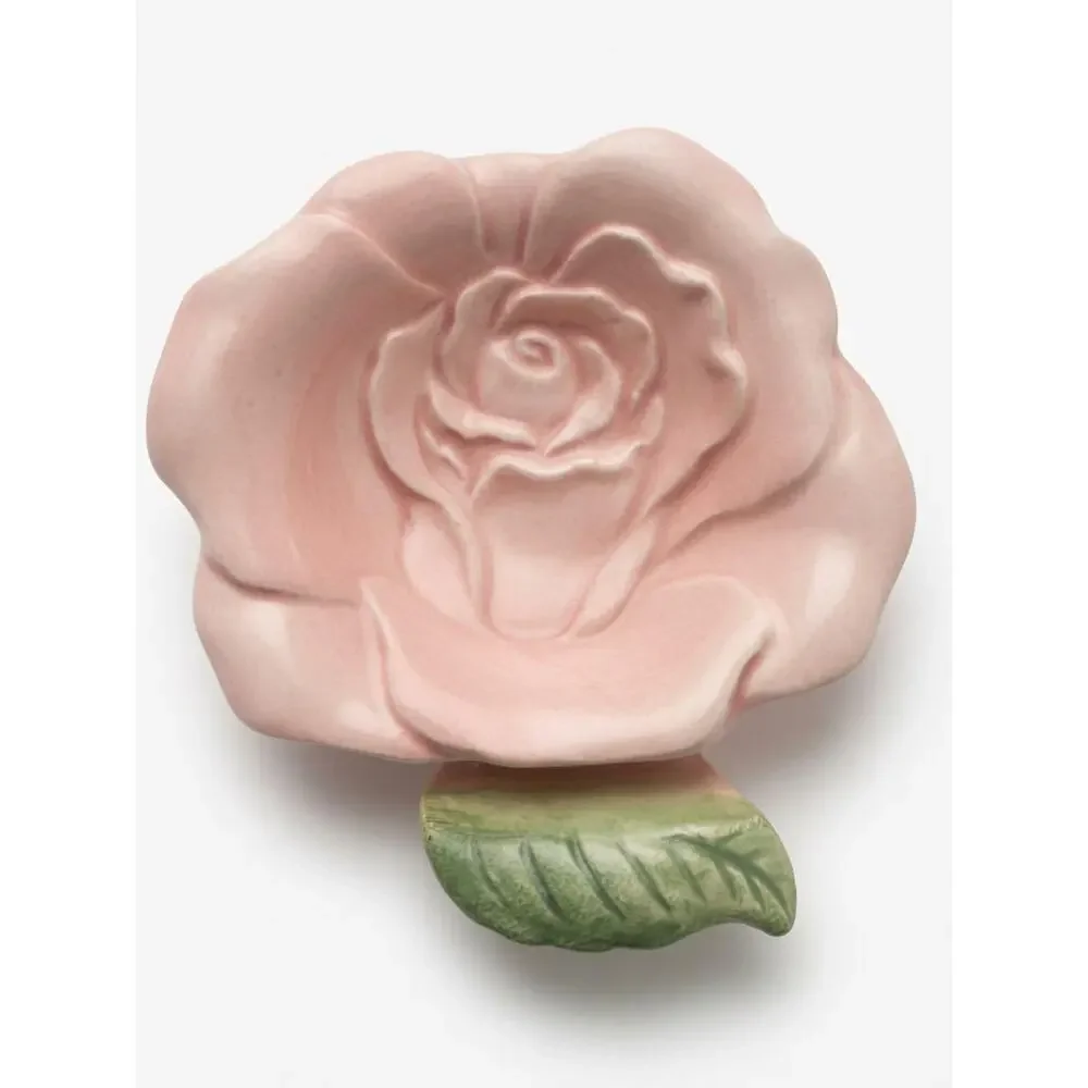 Fitz and Floyd Pink Rose Canape Dish Set with Spreader Knives 7 Piece